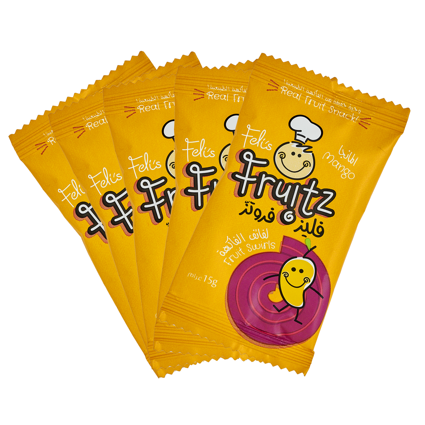 Feli's Fruitz Mango Fruit Swirls - Real Fruit Snack - Vegan- Gluten Free 75gm (5x15gm)