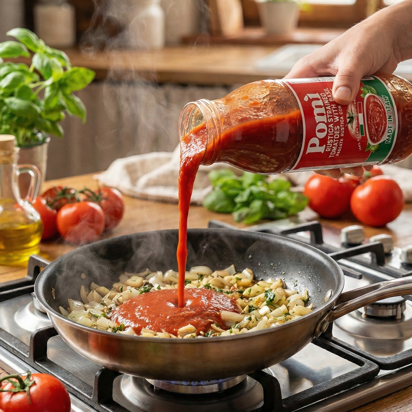 Pomi Passata Rustica Strained Tomatoes with Basil 700gm