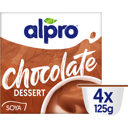 Alpro Soya Dessert Chocolate 4 x 125g, 100% Plant Based And Dairy Free, Suitable For Vegans