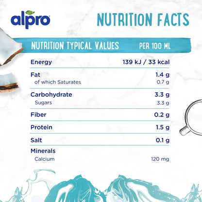 Alpro Barista Coconut Drink, (Dual Pack 1Lx 2), Totally Plant Based, Dairy & Vegan, Naturally Free From Lactose, Fabulously Foamable Addition To Your Coffee