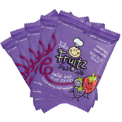 Feli's Fruitz Mixed Berry Fruit Strings - Real Fruit Snack - Vegan- Gluten Free 100gm (5x20gm)