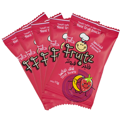 Feli's Fruitz Strawberry Banana Fruit Swirls - Real Fruit Snack - Vegan- Gluten Free 75gm (5x15gm)