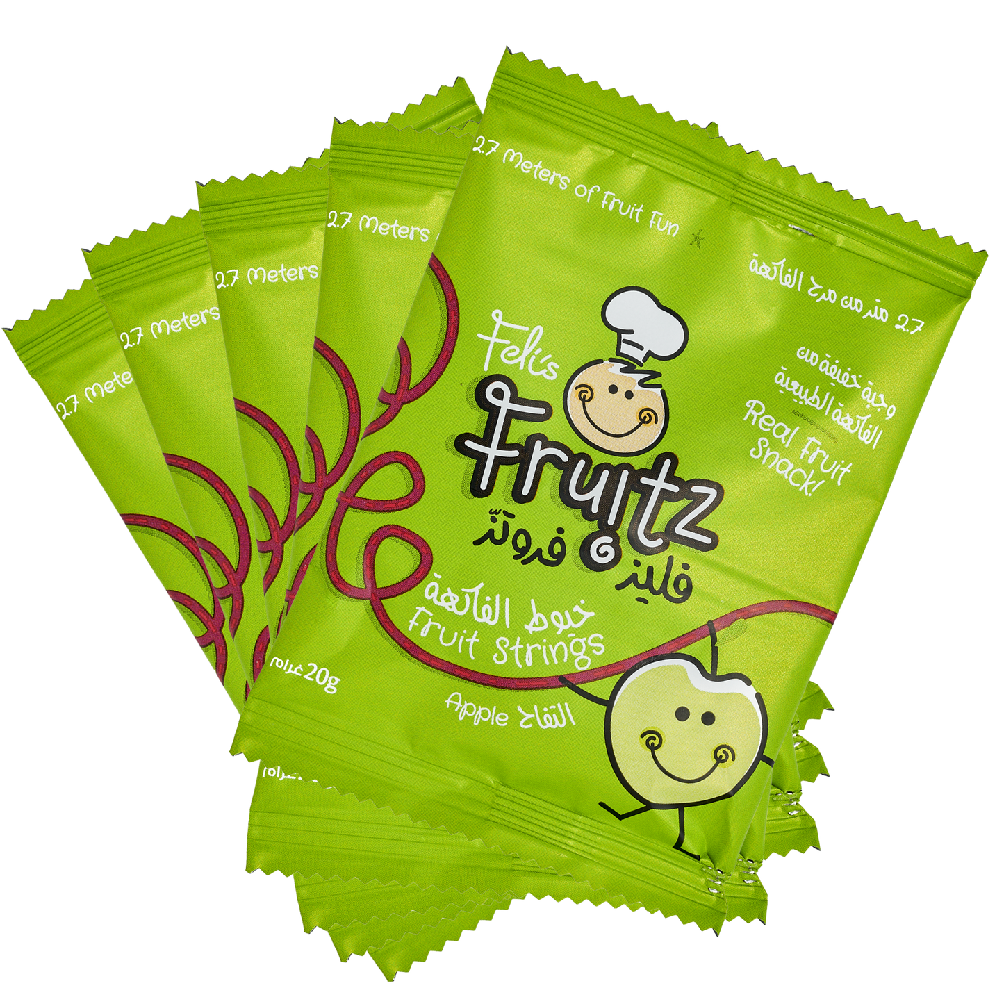 Feli's Fruitz Apple Fruit Strings - Real Fruit Snack - Vegan- Gluten Free 100gm (5x20gm)