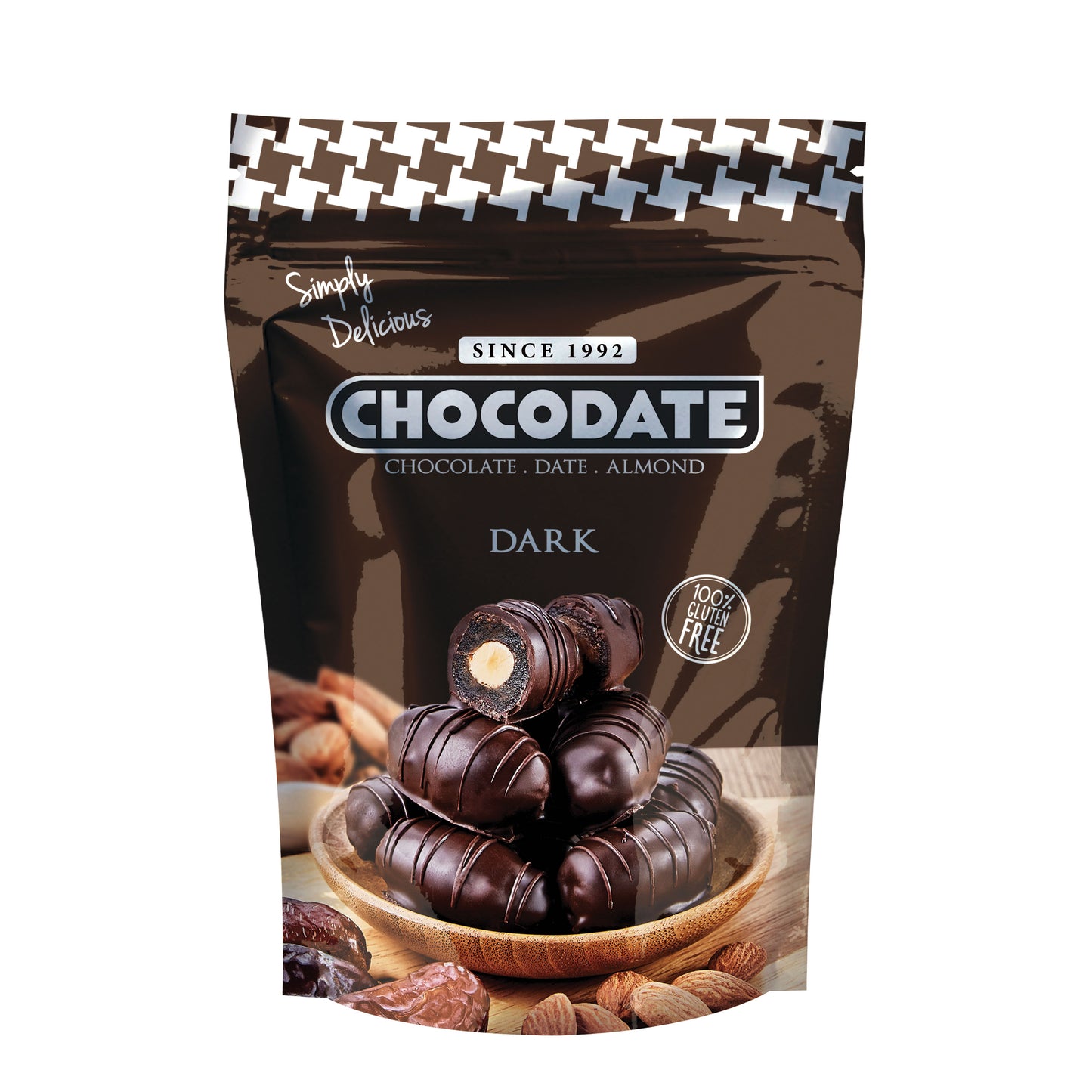Chocodate Dark | Exquisite Bite Sized Delicacy | Handmade Treat - Rich Silky Chocolate - Velvety Arabian Date - Golden Roasted Almond - Perfect Snacking - 250Gm