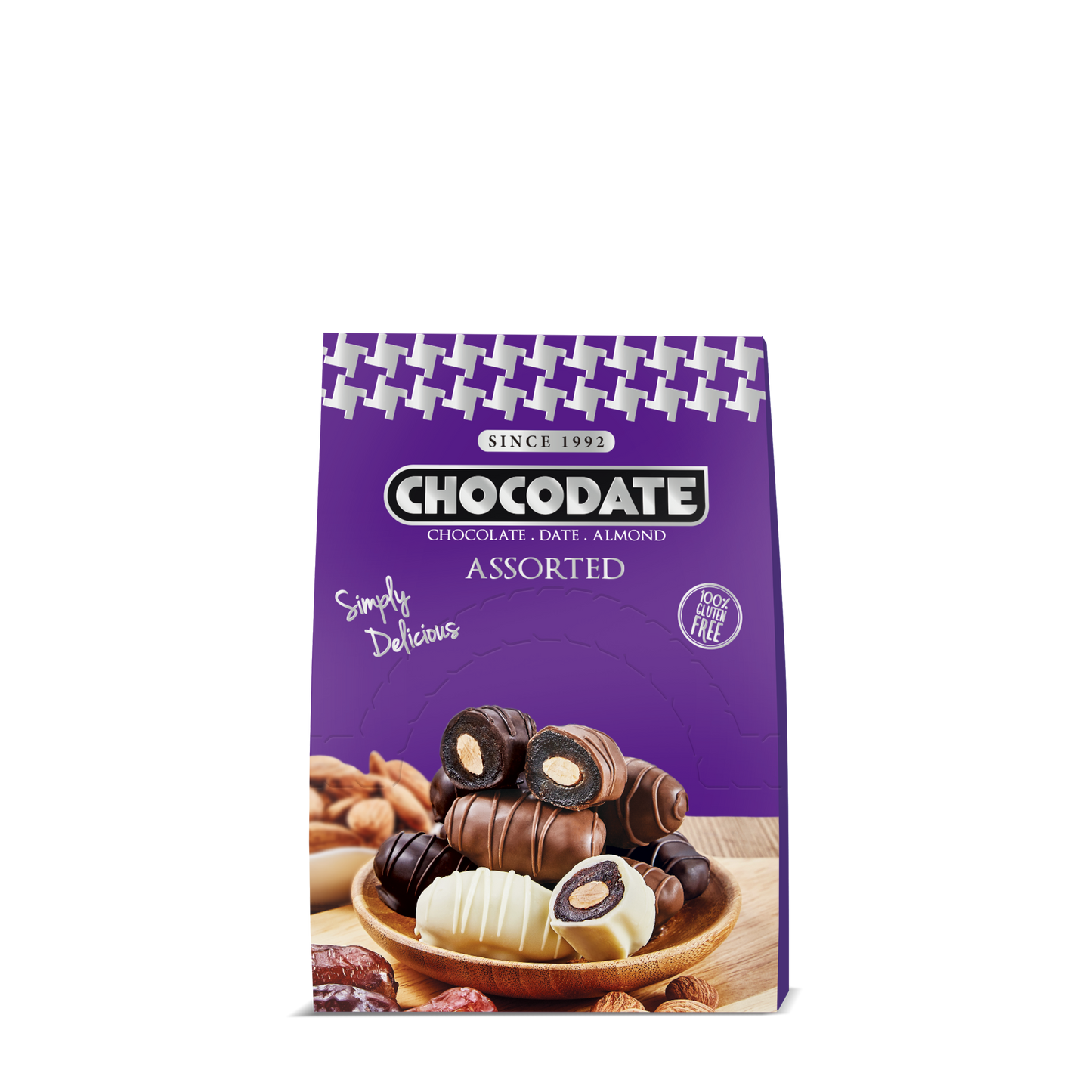 Chocodate Assorted | Exquisite Bite Sized Delicacy | Handmade Treat - Rich Silky Chocolate - Velvety Arabian Date - Golden Roasted Almond - Perfect Snacking - 33gm