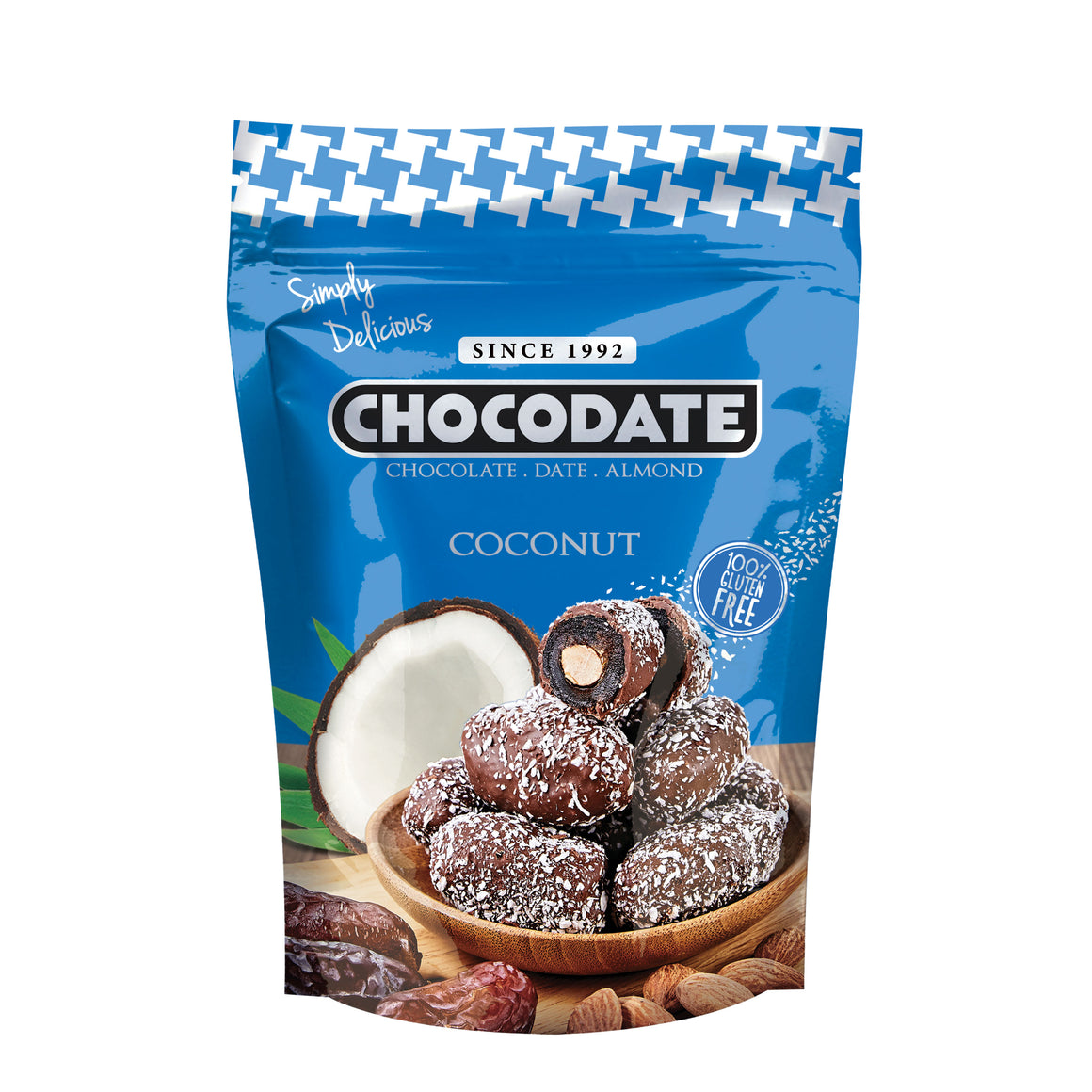 Chocodate Coconut  | Exquisite Bite Sized Delicacy | Handmade Treat - Rich Silky Chocolate - Velvety Arabian Date - Golden Roasted Almond - 250gms