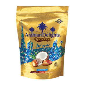 Arabian Delights Chocodate with Coconut, Chocolate Coated Bite-Sized Snacks, Stuffed w/ Golden Roasted Almonds, Dates | Snacks & Sweets - 250 gm