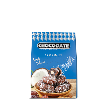 Chocodate Coconut  | Exquisite Bite Sized Delicacy | Handmade Treat - Rich Silky Chocolate - Velvety Arabian Date - Golden Roasted Almond - 33gm