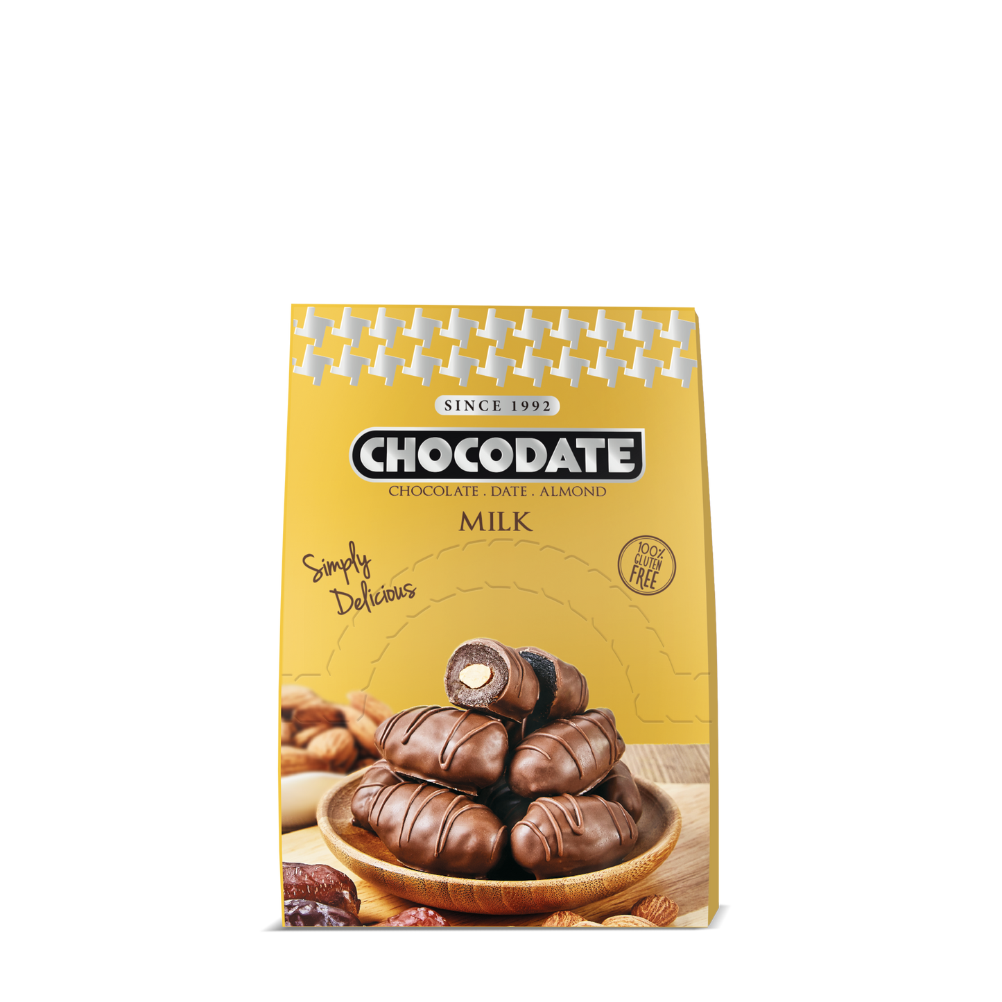 Chocodate Milk | Exquisite Bite Sized Delicacy | Handmade Treat - Rich Silky Chocolate - Velvety Arabian Date - Golden Roasted Almond - Perfect Snacking - 33gm