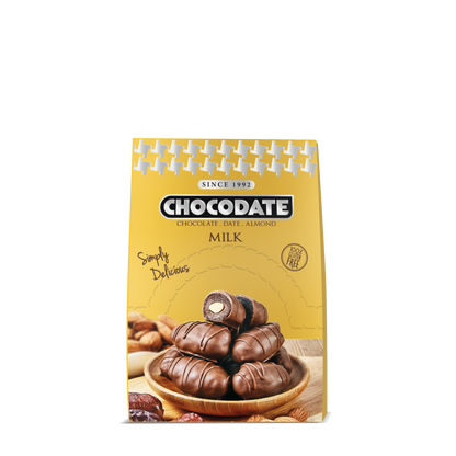 Chocodate Milk | Exquisite Bite Sized Delicacy | Handmade Treat - Rich Silky Chocolate - Velvety Arabian Date - Golden Roasted Almond - Perfect Snacking - 33gm