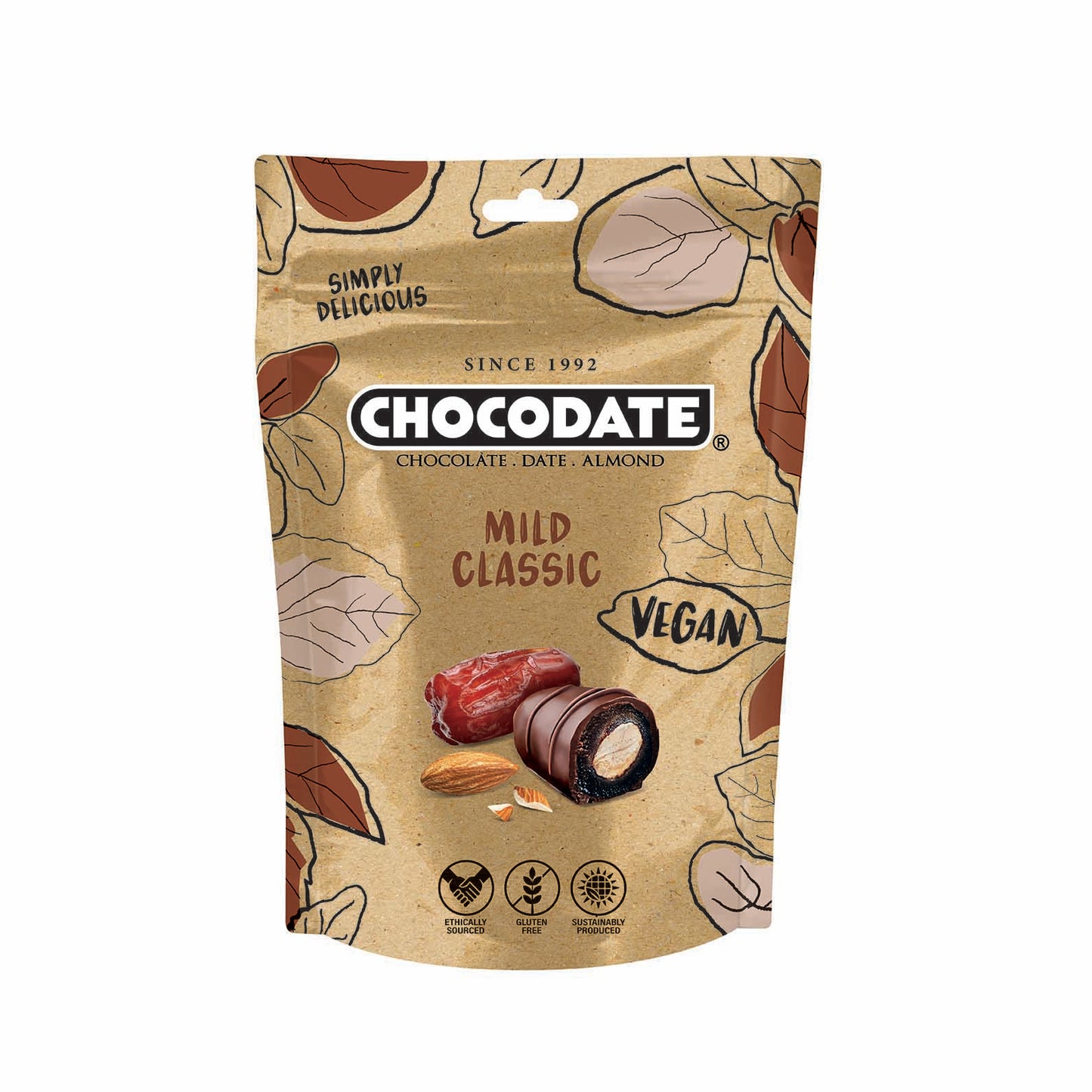 Chocodate Vegan Mild Classic Milk Chocolate-Date-Almond 80gm