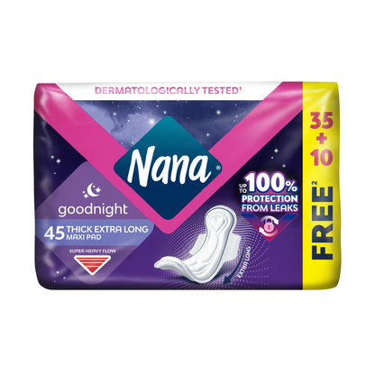 Nana Maxi Thick Extra Long Wings for Nights with New Adaptive Technology (48pcs)