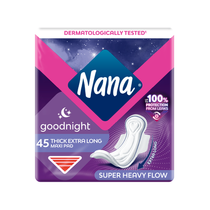 Nana Maxi Thick Extra Long Wings for Nights with New Adaptive Technology (48pcs)
