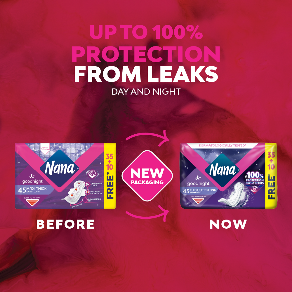 Nana Maxi Thick Extra Long Wings for Nights with New Adaptive Technology (48pcs)