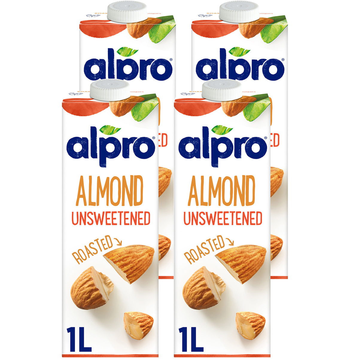 Alpro Almond Unsweetened Drink 1L, (Pack of 4) 100% Plant Based And Dairy Free, Suitable For Vegans, Naturally Free From Lactose, Rich In Nutrients