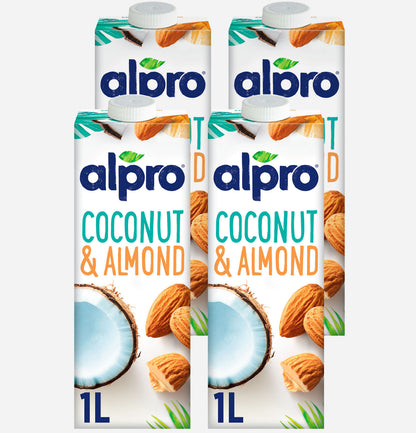 Alpro Coconut-Almond Drink 1L,(Pack of 4) 100% Plant Based And Dairy Free, Suitable For Vegans, Naturally Free From Lactose, Rich In Nutrients