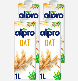 Alpro Oat Drink 1L, (Pack of 4) 100% Plant Based And Dairy Free, Suitable For Vegans, Naturally Free From Lactose, Rich In Nutrients