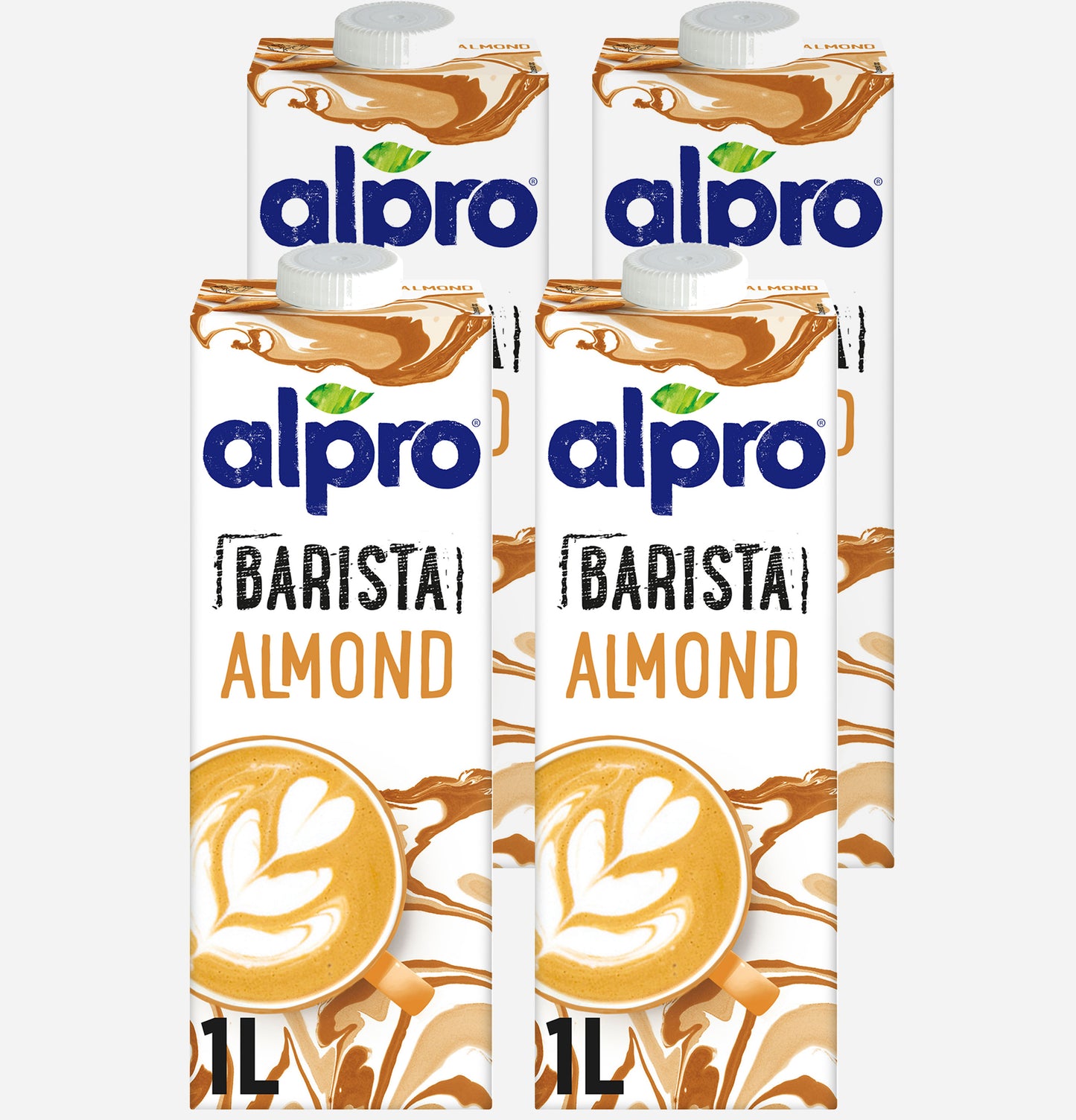Alpro Barista Almond Drink 1L, (Pack of 4) 100% Totally Plant Based And Vegan, Naturally Free From Lactose, Fabulously Foamable Addition To Your Coffee