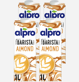 Alpro Barista Almond Drink 1L, (Pack of 4) 100% Totally Plant Based And Vegan, Naturally Free From Lactose, Fabulously Foamable Addition To Your Coffee