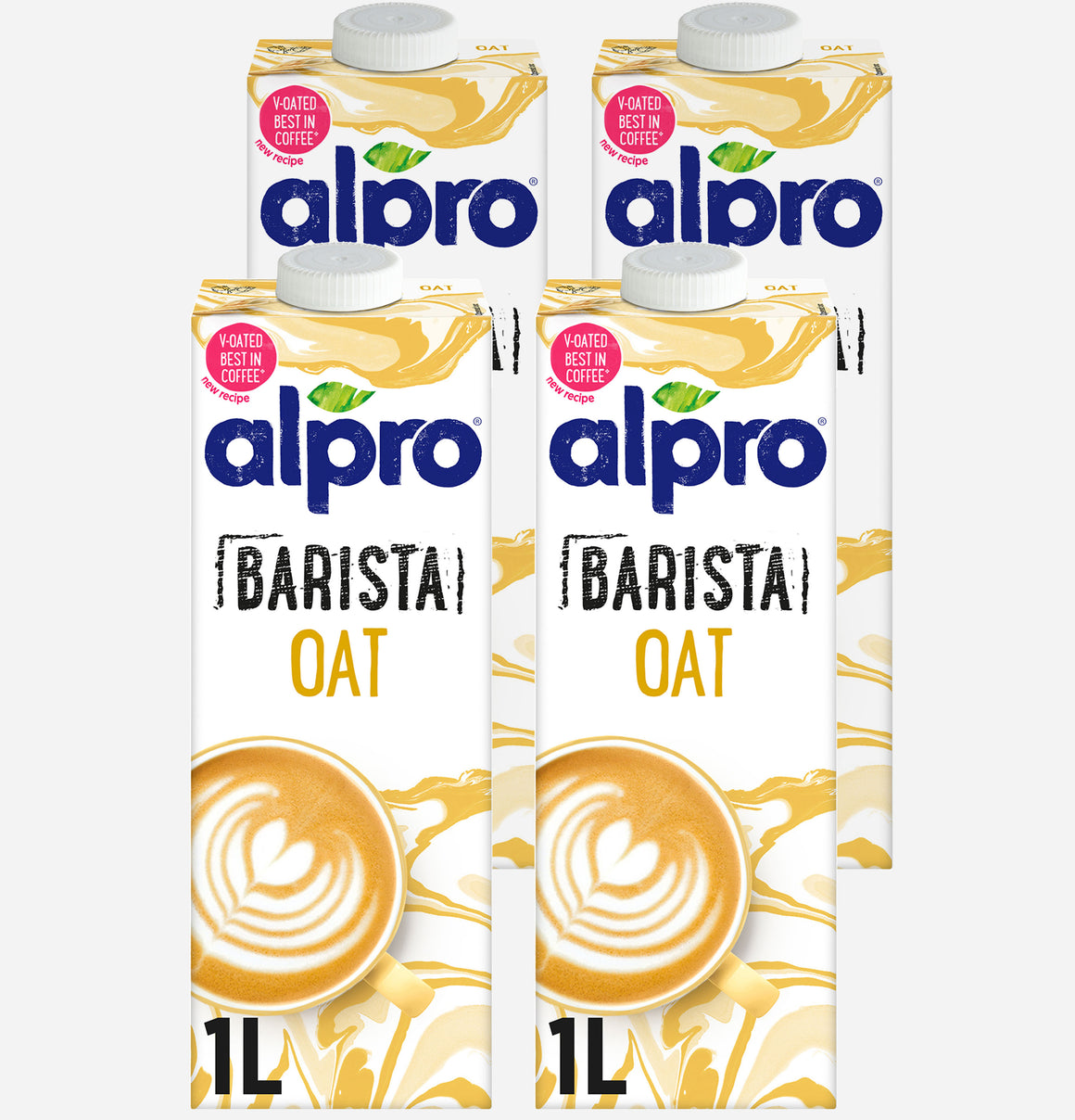 Alpro Barista Oat Drink 1L, (Pack of 4),New Recipe, Voted Best in Coffee, 100% Plant Based And Dairy Free, Suitable For Vegans, Naturally Free From Lactose, Rich In Nutrients