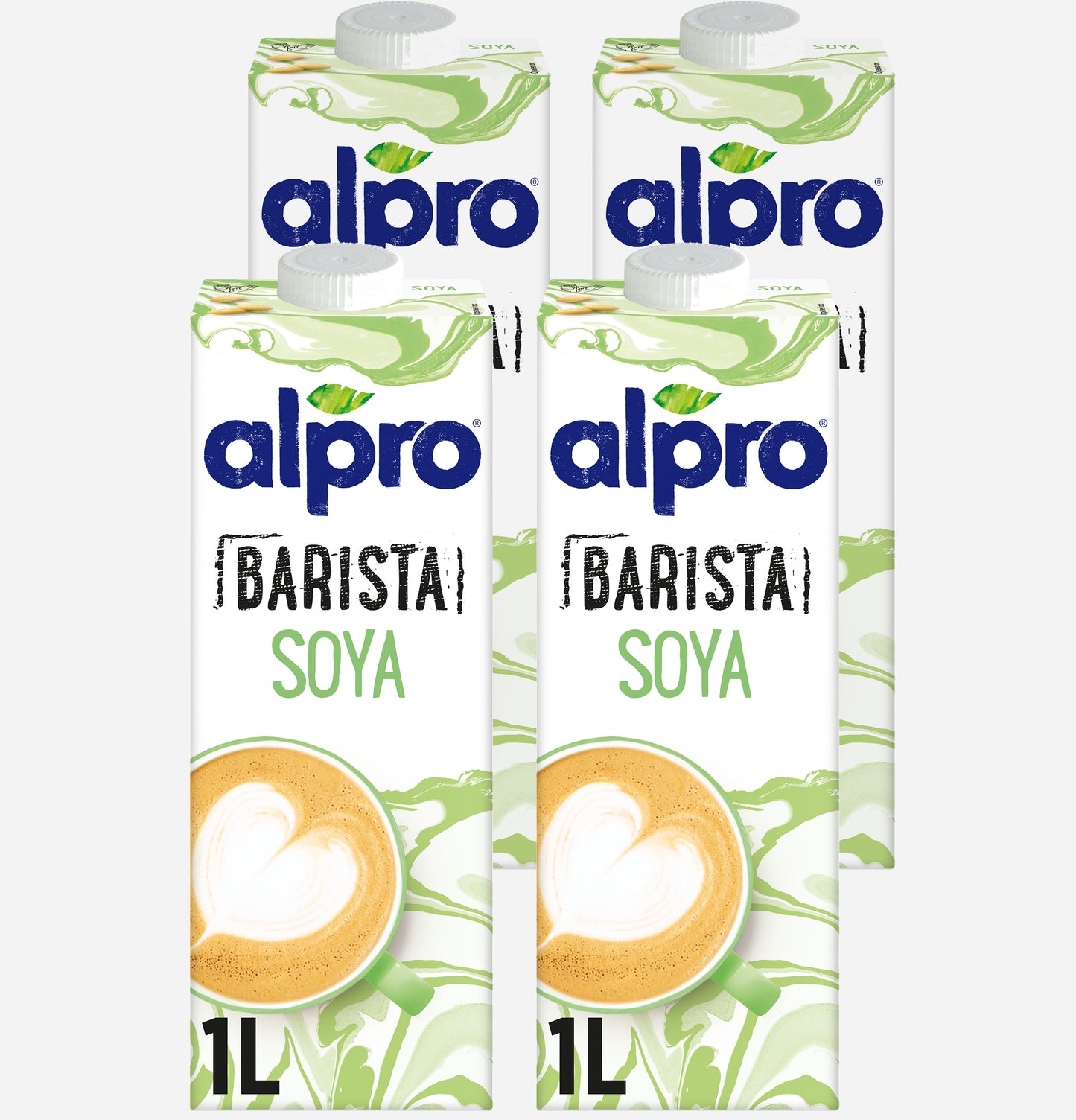 Alpro Barista Soya Drink 1L,(Pack of 4) 100% Totally Plant Based, Dairy & Vegan, Naturally Free From Lactose, Fabulously Foamable Addition To Your Coffee