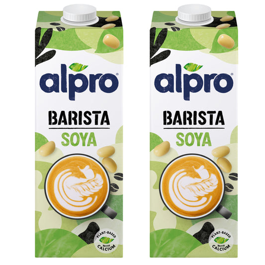Alpro Barista Soya Drink, (Dual Pack 1Lx 2),Totally Plant Based, Dairy & Vegan, Naturally Free From Lactose, Fabulously Foamable Addition To Your Coffee