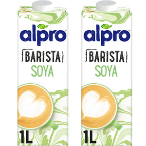 Alpro Barista Soya Drink, (Dual Pack 1Lx 2),Totally Plant Based, Dairy & Vegan, Naturally Free From Lactose, Fabulously Foamable Addition To Your Coffee