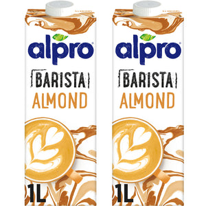 Alpro Barista Almond Drink, (Dual Pack 1Lx 2), Totally Plant Based And Vegan, Naturally Free From Lactose, Fabulously Foamable Addition To Your Coffee