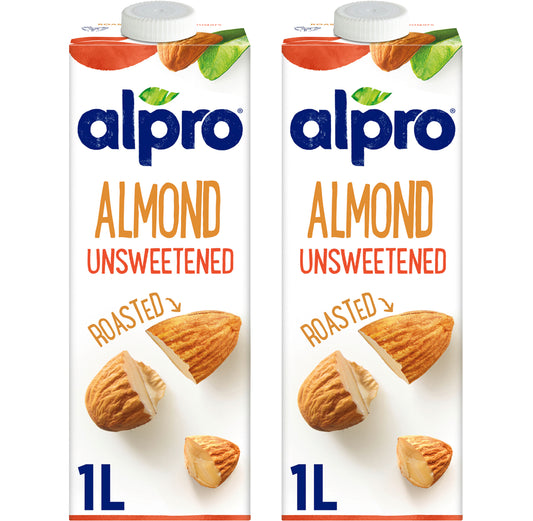 Alpro Drink Almond Unsweetened Dual Pack (1l x 2), 100% Plant Based And Dairy Free, Suitable For Vegans, Naturally Free From Lactose, Rich In Nutrients