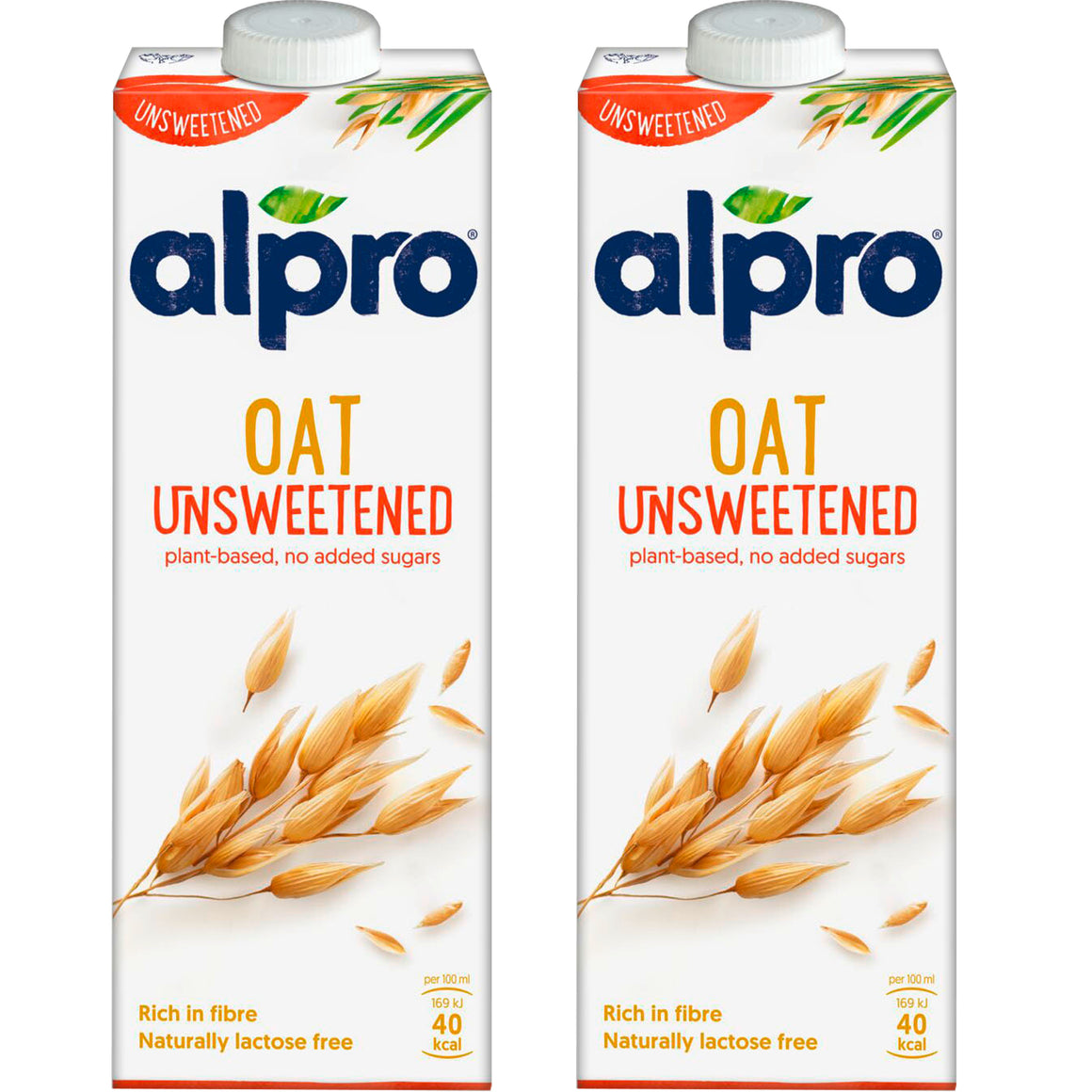 Alpro Drink Oat No Sugars/ Unsweetened Dual Pack (1l x 2), 100% Plant Based And Dairy Free, Suitable For Vegans, Naturally Free From Lactose, Rich In Nutrients