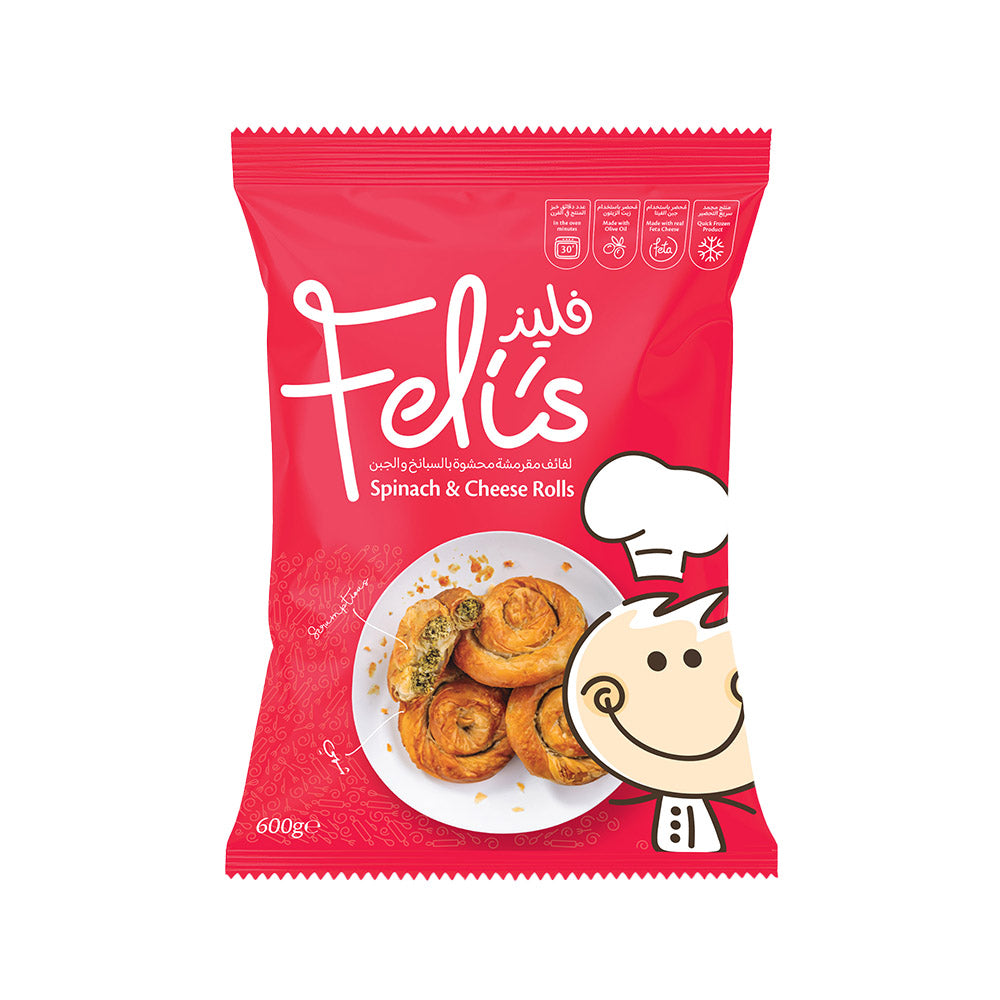 Feli's Kitchen Frozen Cheese & Spinach Rolls 600g