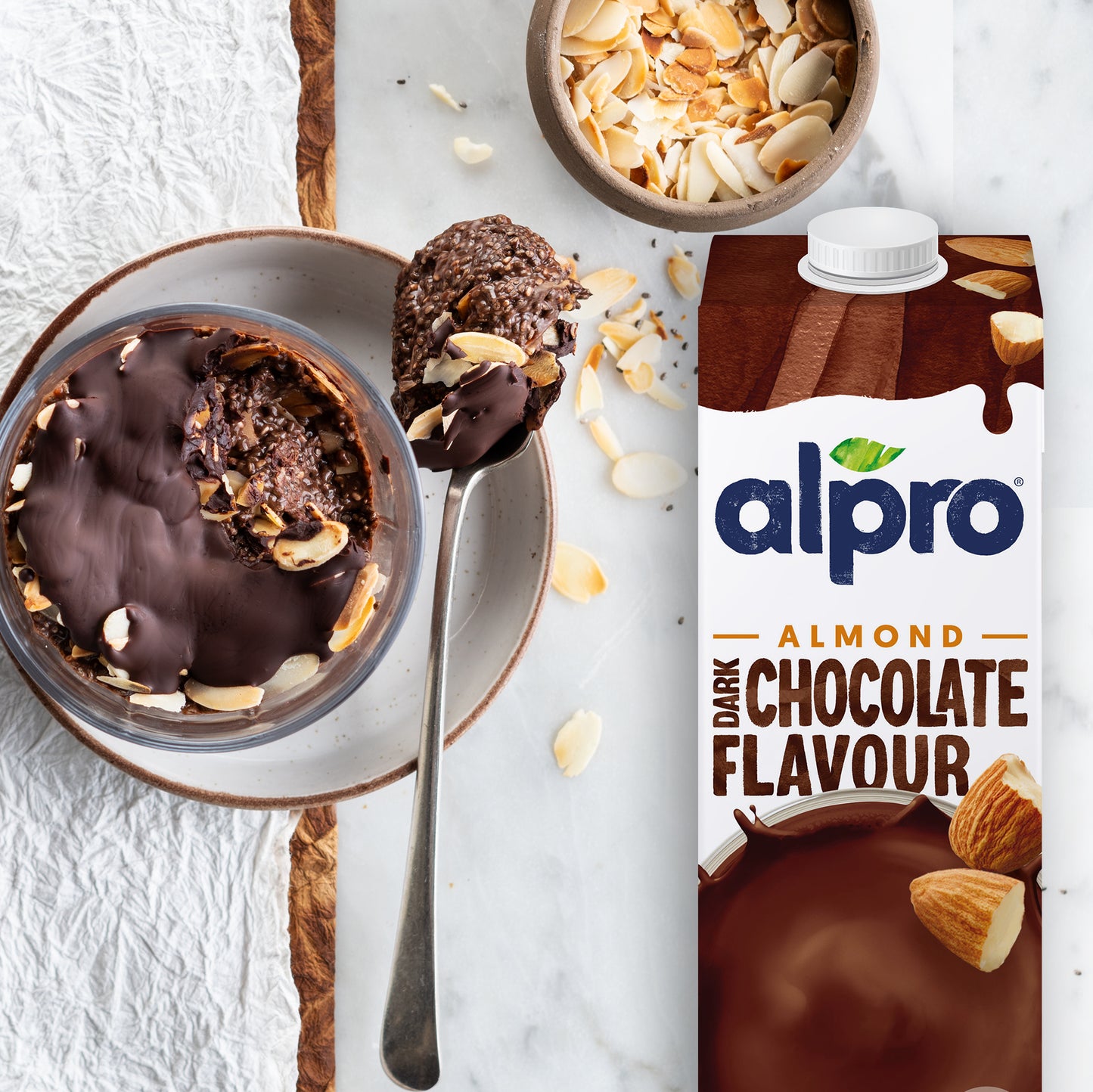 Alpro Almond Milk Dark Chocolate 1Litre, 100% Plant Based And Dairy Free, Suitable For Vegans, Naturally Free From Lactose, Rich In Nutrients