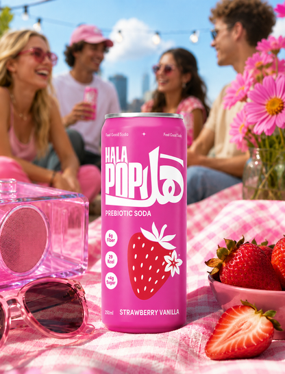 HALAPOP Probiotic Soda Strawberry Vanilla Pack of 4 - (250mlx4)