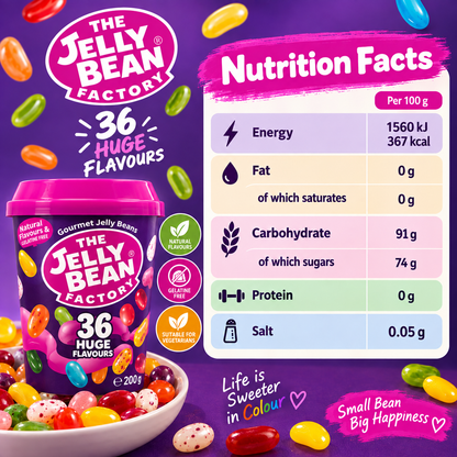 The Jelly Bean Factory 36 Mix Gourmet Flavors Jellybeans, Cup - 200g