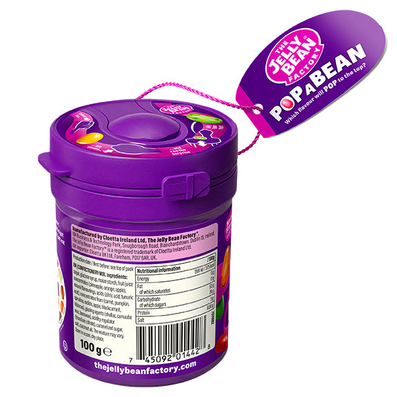 The Jelly Bean Factory 36 Mix Gourmet Flavors Jellybeans, Pop A Bean - 100g