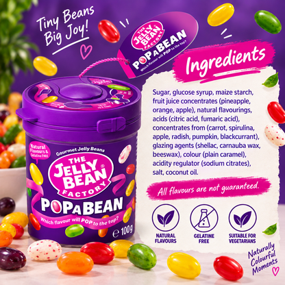 The Jelly Bean Factory 36 Mix Gourmet Flavors Jellybeans, Pop A Bean - 100g