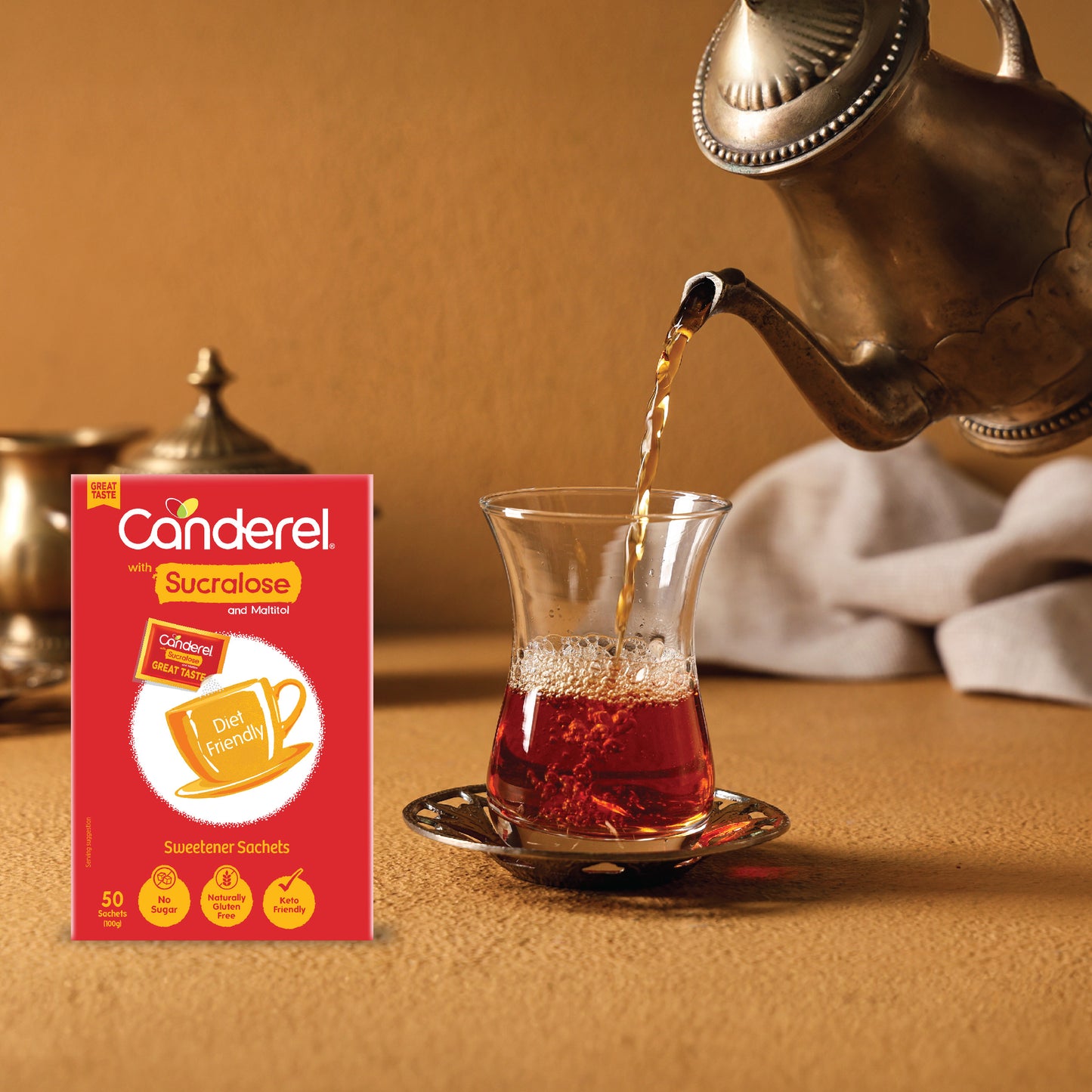 Canderel Sucralose, Low Calorie Sweetener - 50 Sachets (100gm)