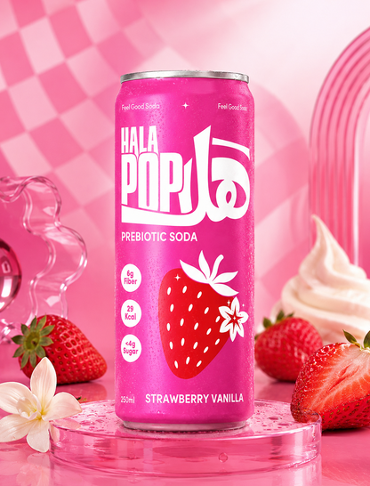 HALAPOP Probiotic Soda Strawberry Vanilla Pack of 4 - (250mlx4)