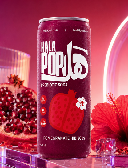 HALAPOP Probiotic Soda Pomegranate Hibiscus Pack of 4 - (250mlx4)