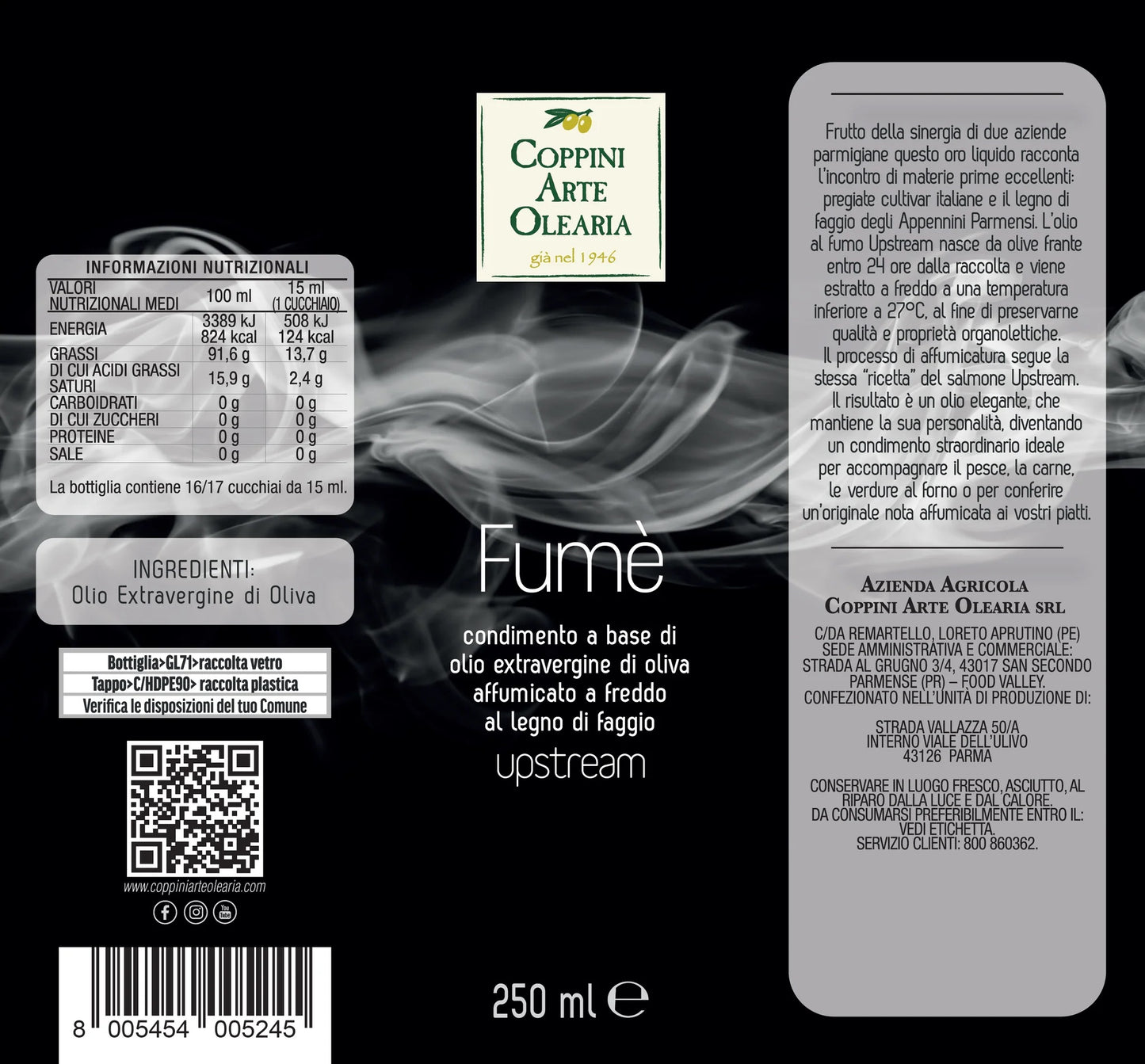 Coppini Fume Smoked Extra Virgin Olive Oil 250ml