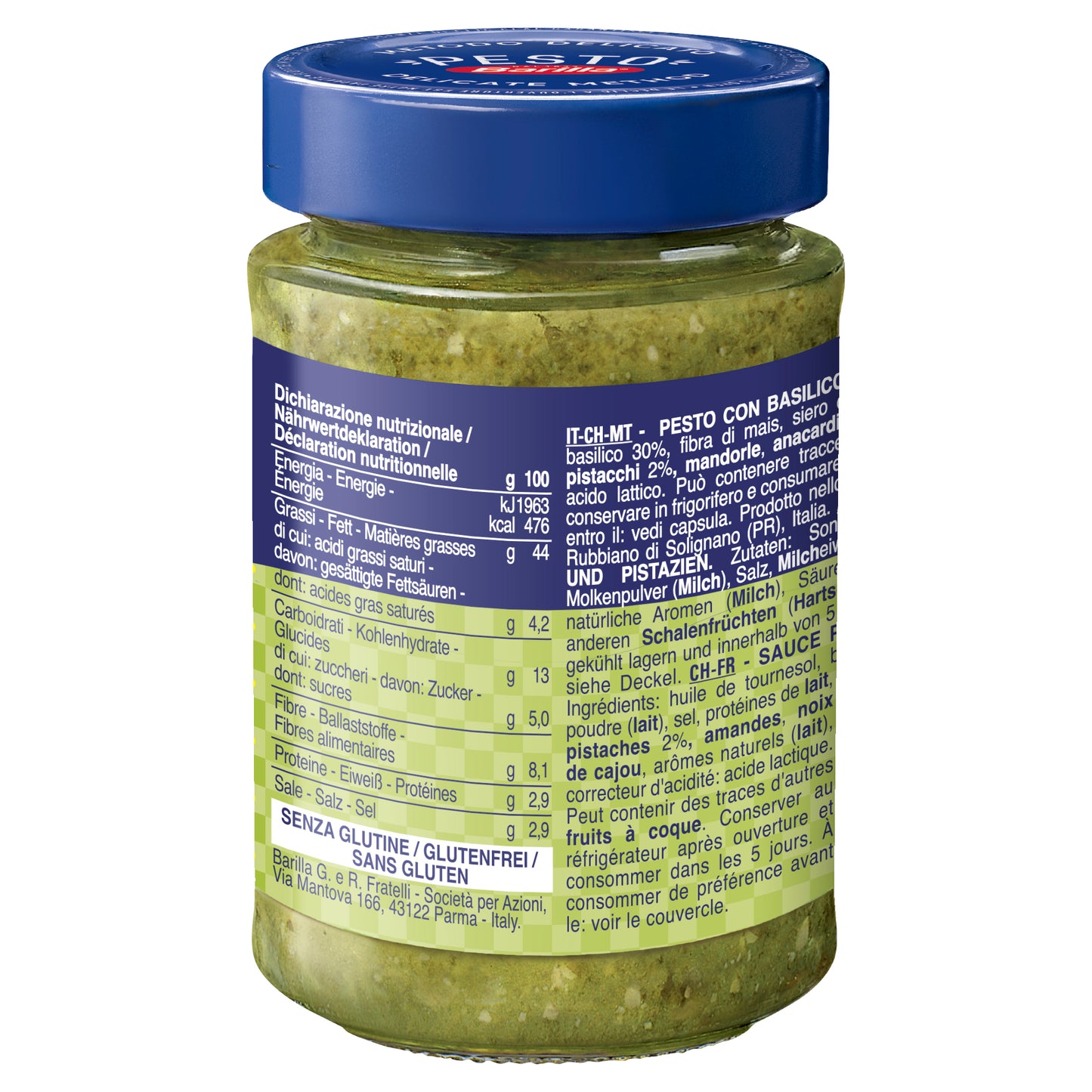 Barilla Pesto Pistachio & Basil Pasta Sauce, 100% Italian. Gluten Free 190gm
