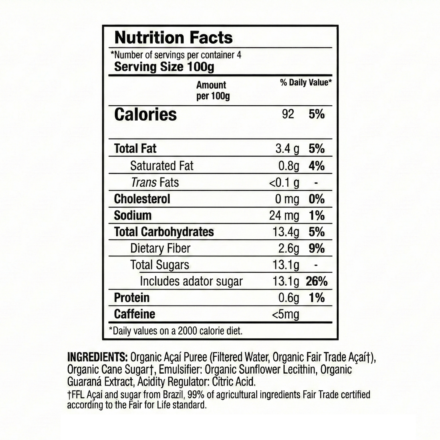 Sambazon Frozen Original Bend Acai Fruit Blend Organic 400gm