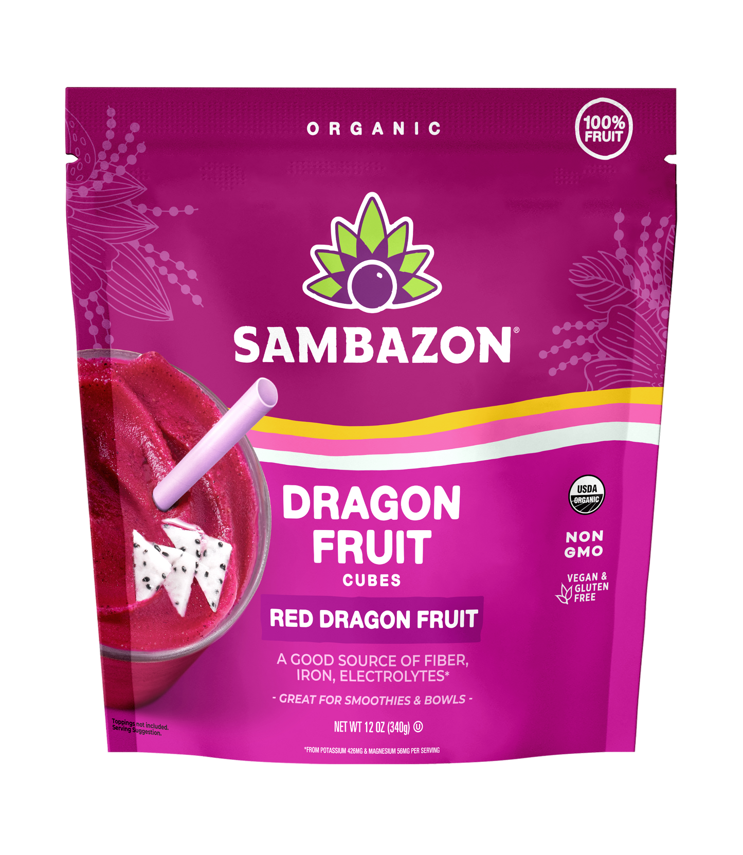 Sambazon Frozen Dragon Fruit Cubes Organic (For Smoothies) 340gm