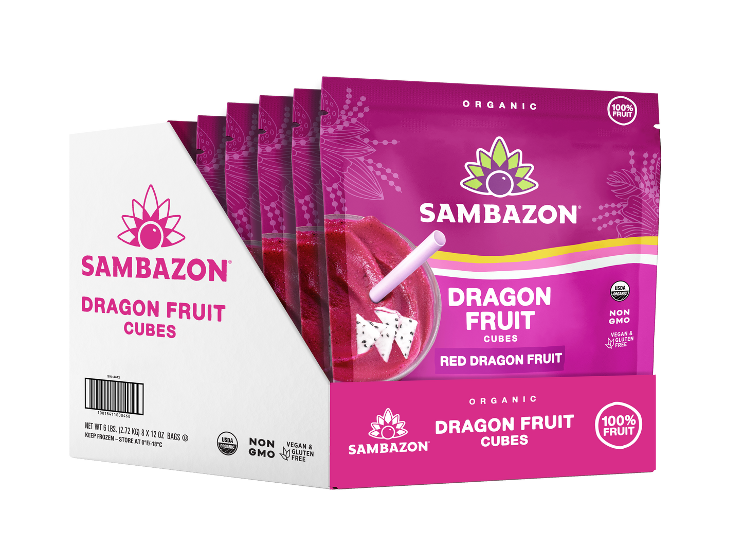 Sambazon Frozen Dragon Fruit Cubes Organic (For Smoothies) 340gm