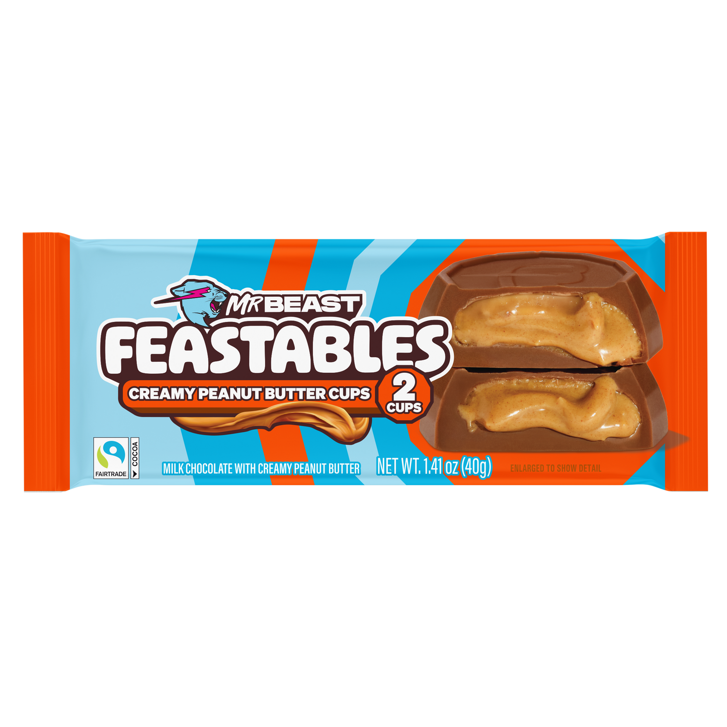 Mr Beast Feastables Peanut Butter Cups 40gm, Made with Grass-Fed Milk Chocolate and Organic Cocoa