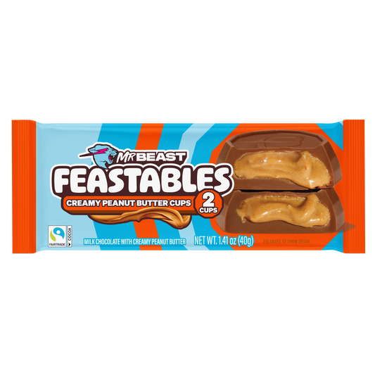 Mr Beast Feastables Peanut Butter Cups 40gm, Made with Grass-Fed Milk Chocolate and Organic Cocoa