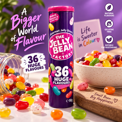 The Jelly Bean Factory 36 Mix Gourmet Flavors Jellybeans, Tube - 90g