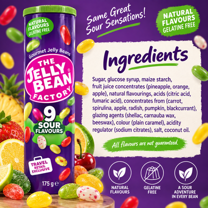 The Jelly Bean Factory 9 Sour Mix Flavours Jellybeans Tube, 90g
