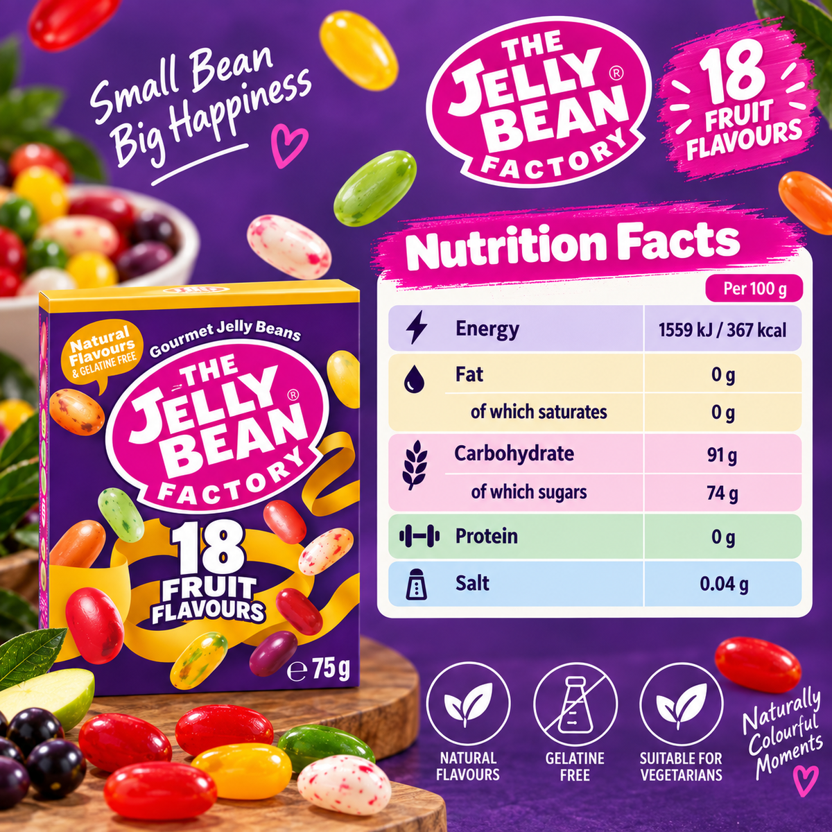 The Jelly Bean Factory 18 Mix Gourmet Flavors Jellybeans - 75g