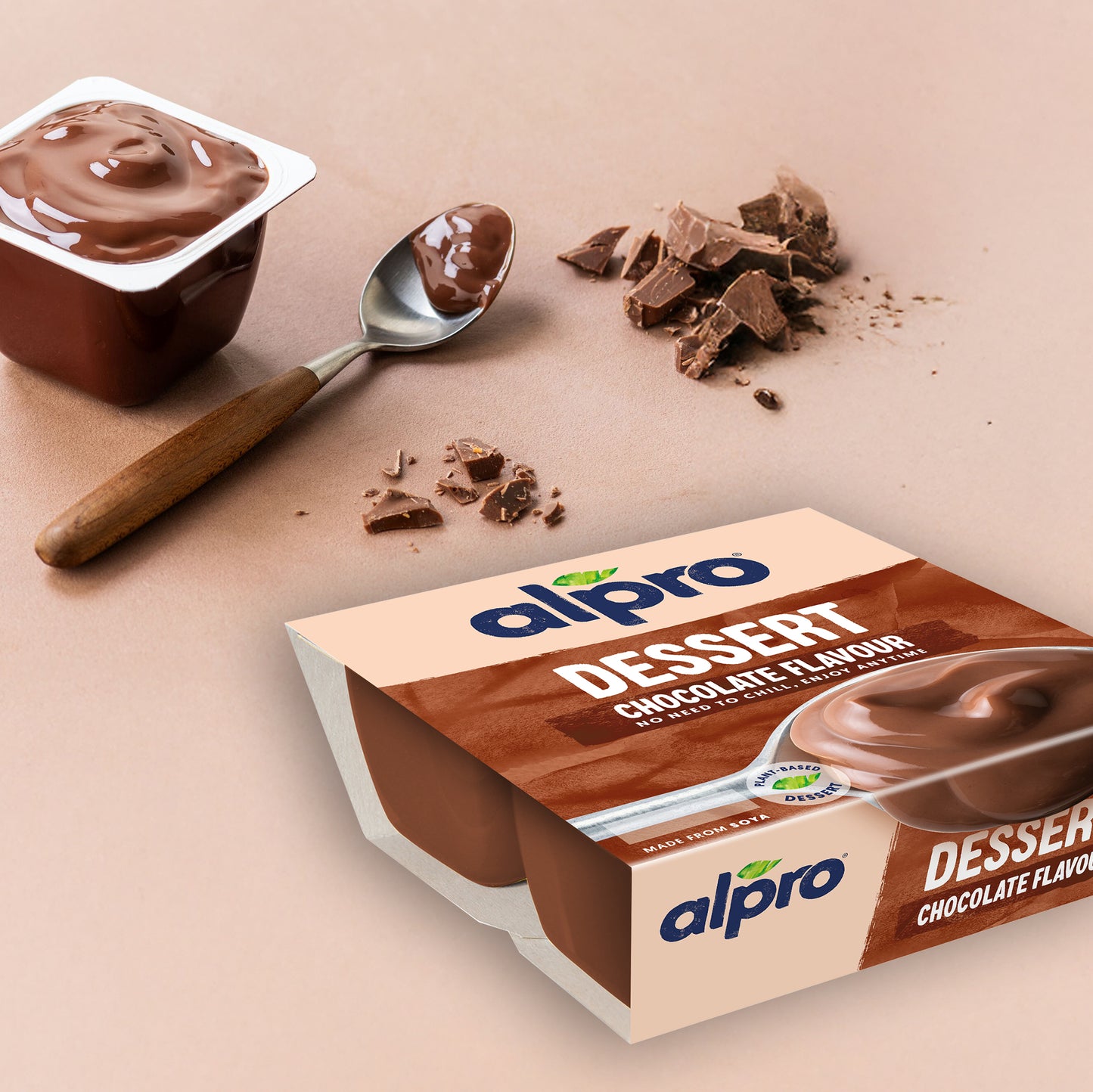 Alpro Soya Dessert Chocolate 4 x 125g, 100% Plant Based And Dairy Free, Suitable For Vegans